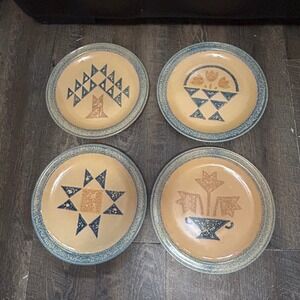 4 Pfaltzgraff Museum  American Folk Art MAFA Dinner Plates America Quilt pattern